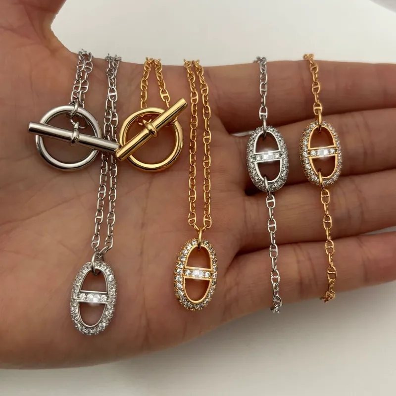 Zircon H Letter Pave Necklace Set