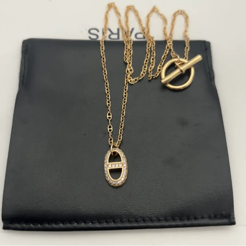 Zircon H Letter Pave Necklace Set