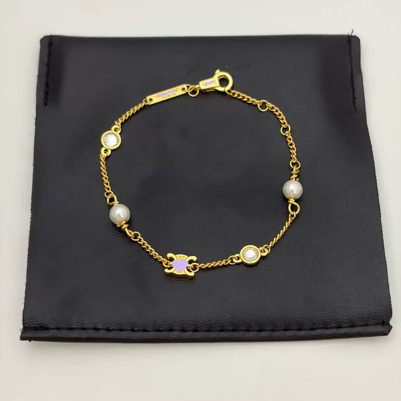 Zircon Pearl Pendant Necklace Brass