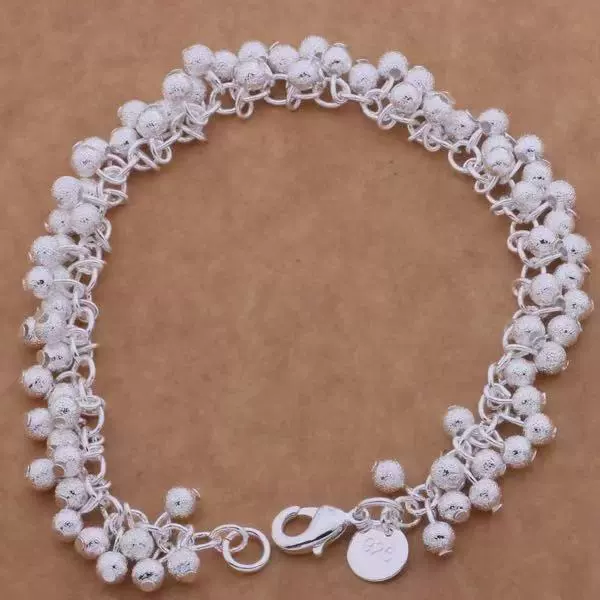 Grape Bead Bracelet Silver