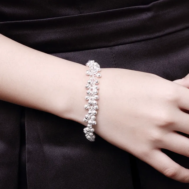 Grape Bead Bracelet Silver