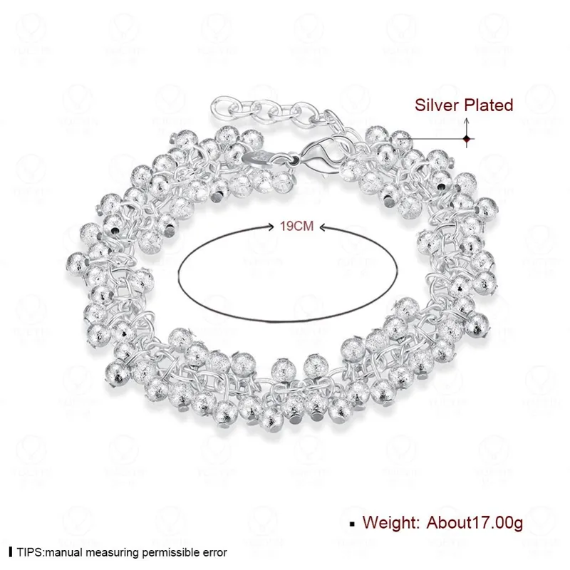 Grape Bead Bracelet Silver