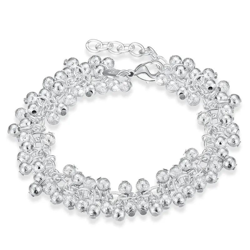 Grape Bead Bracelet Silver