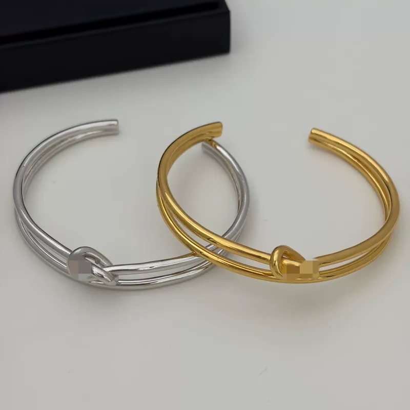 Messing Knoten Offener Armreif Vintage