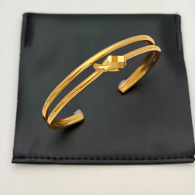 Messing Knoten Offener Armreif Vintage