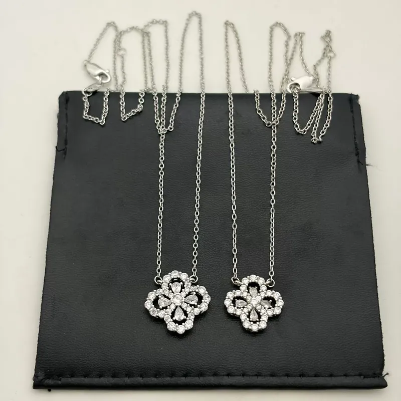 Zircon Flower Pendant Necklace