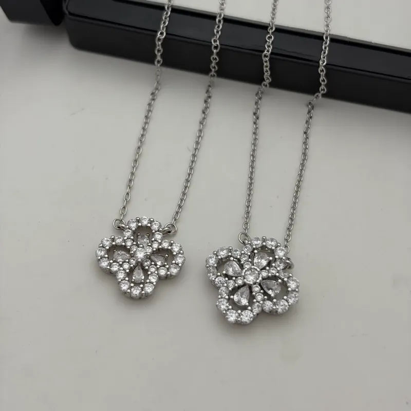Zircon Flower Pendant Necklace