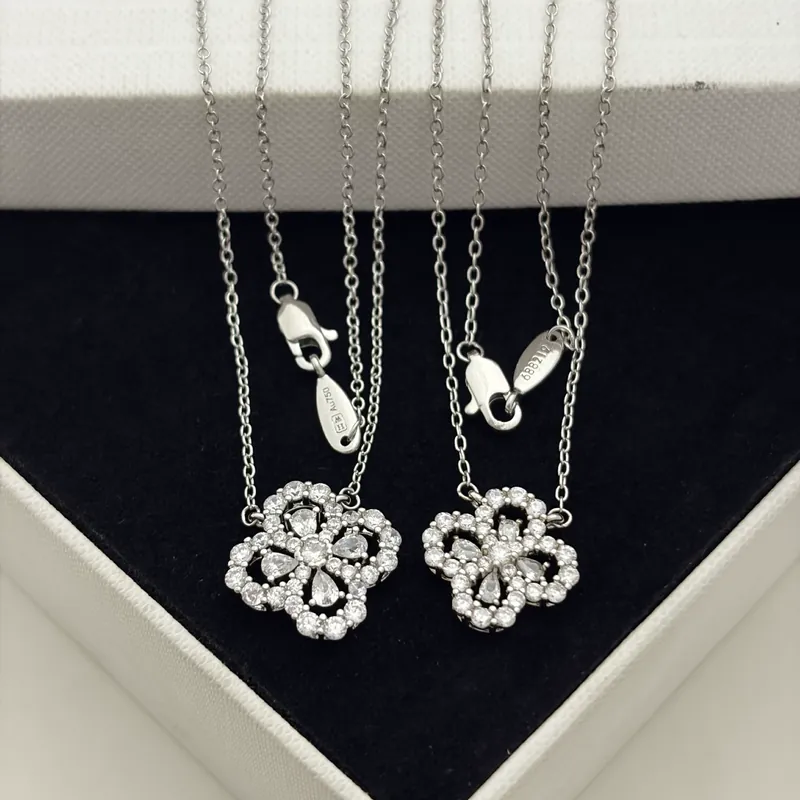 Zircon Flower Pendant Necklace