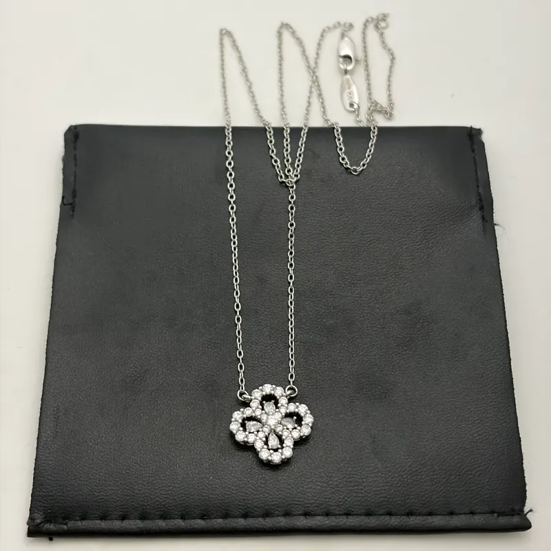 Zircon Flower Pendant Necklace
