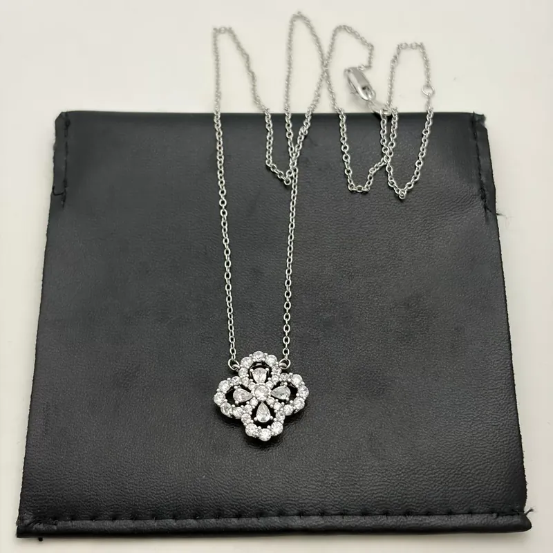Zircon Flower Pendant Necklace
