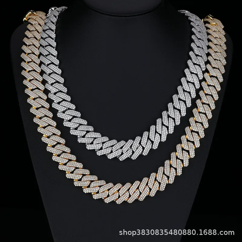 Copper Zircon Diamond Cuban Chain Necklace