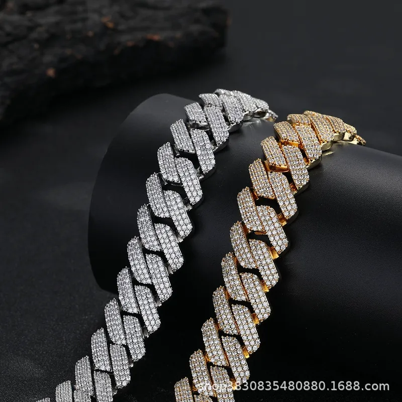 Copper Zircon Diamond Cuban Chain Necklace