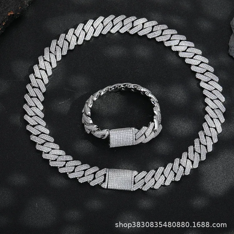 Copper Zircon Diamond Cuban Chain Necklace