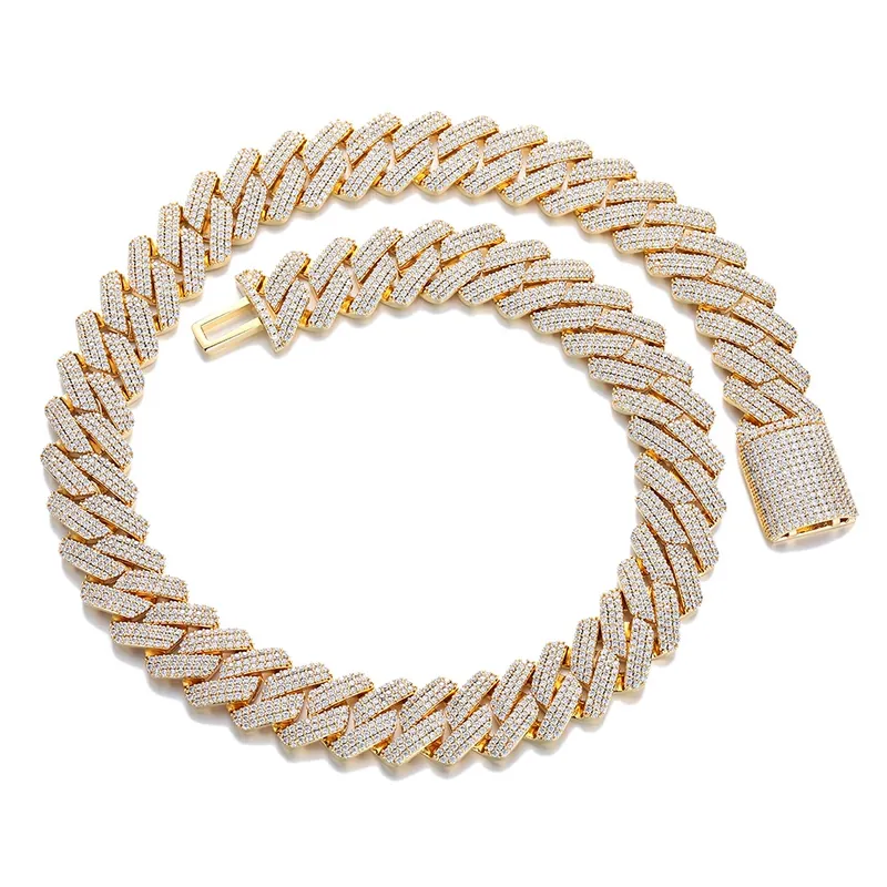 Copper Zircon Diamond Cuban Chain Necklace