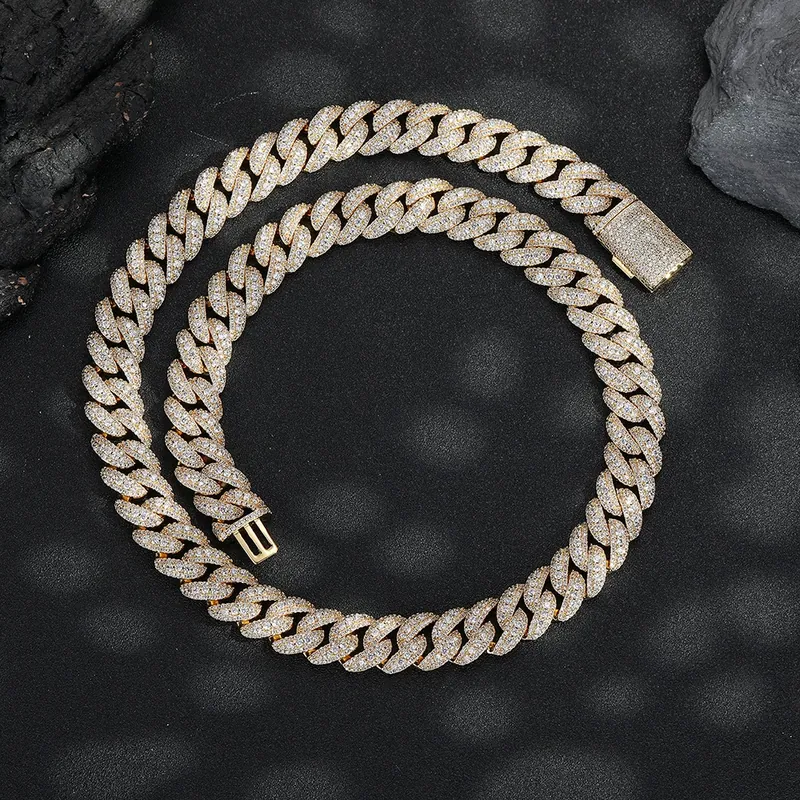Copper Zircon Oval Cuban Chain Necklace