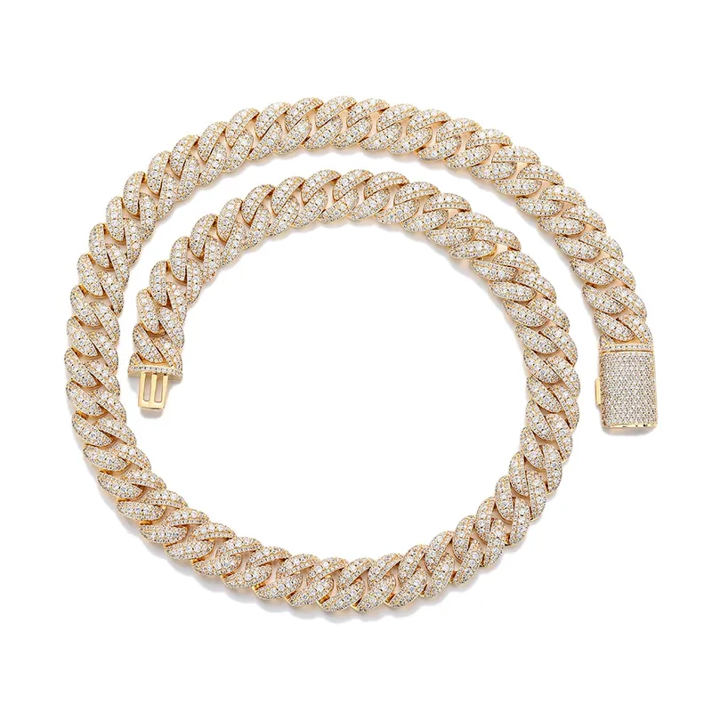 Copper Zircon Oval Cuban Chain Necklace