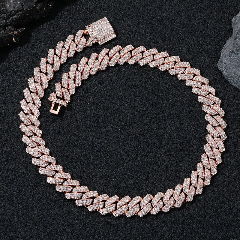 Copper Zircon Diamond Cuban Chain Necklace