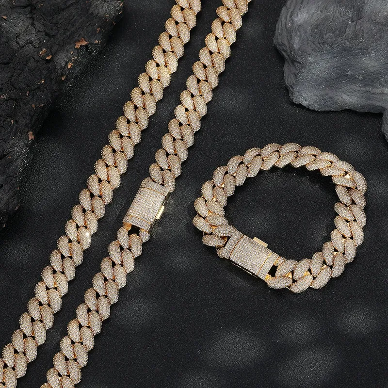 Copper Zircon Bubble Cuban Chain Necklace