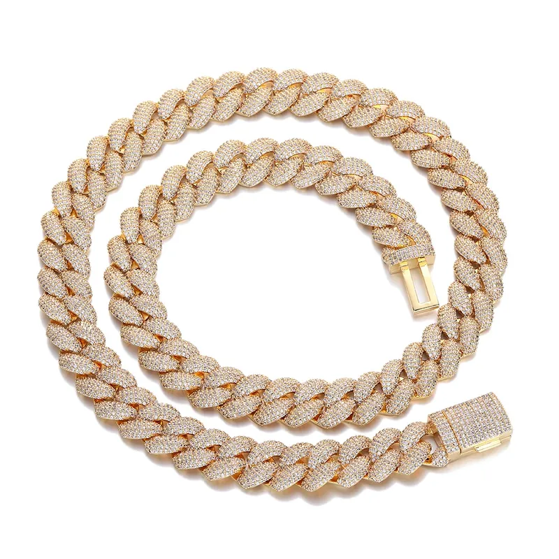 Copper Zircon Bubble Cuban Chain Necklace