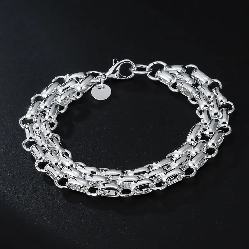 Three-Row Bead Bracelet Silver