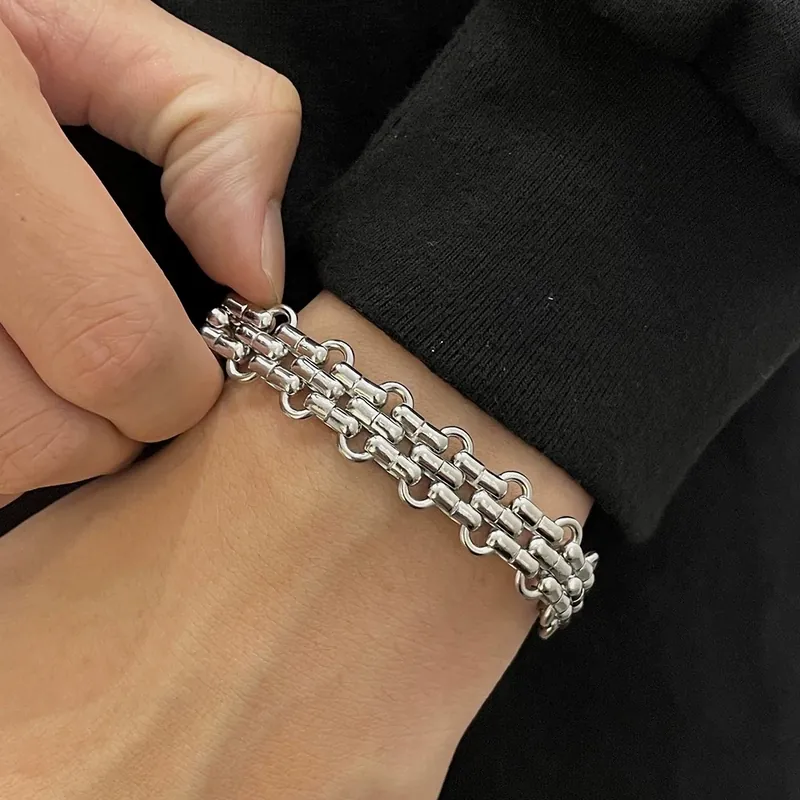 Pulseira de Miçangas de Três Linhas Prata