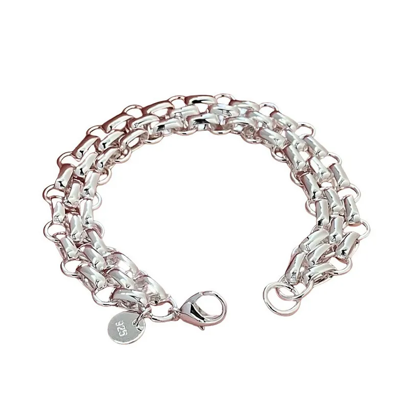 Pulseira de Miçangas de Três Linhas Prata