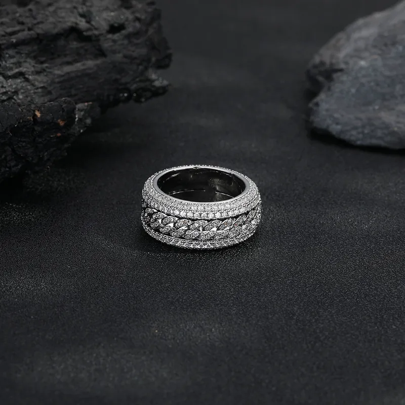Copper Zircon Spinning Cuban Ring