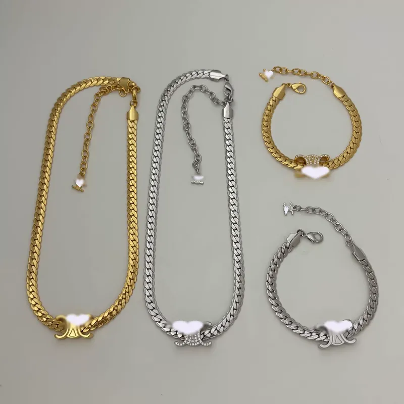Zircon Serpent Chain Necklace Brass