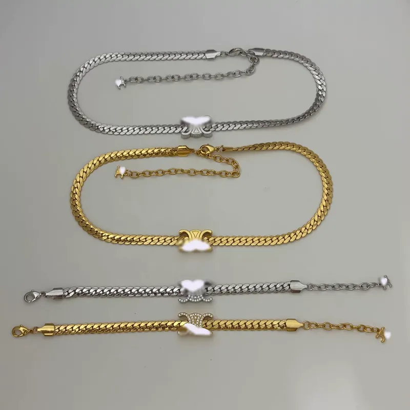 Zircon Serpent Chain Necklace Brass