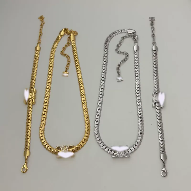 Zircon Serpent Chain Necklace Brass