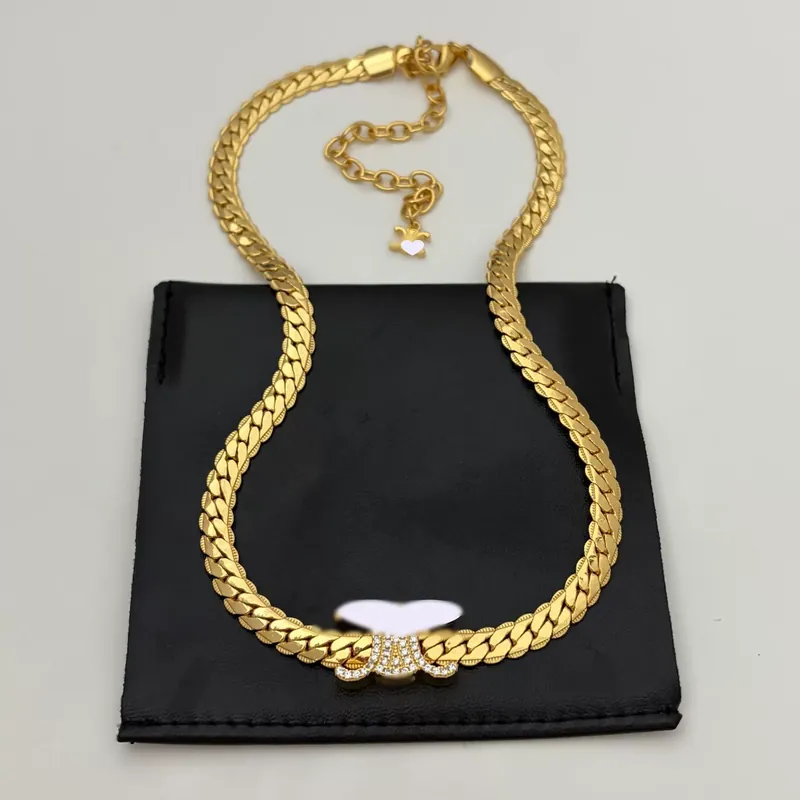 Zircon Serpent Chain Necklace Brass
