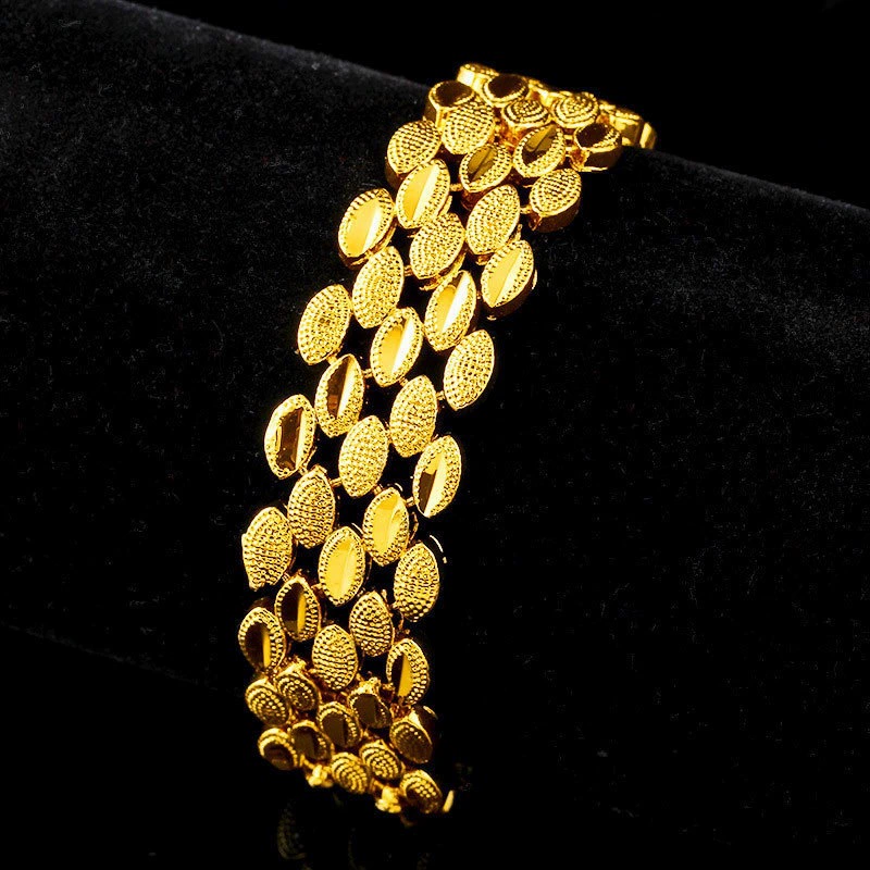 Titanium Steel Polka Dot Pattern Bracelet 24K Gold Plated