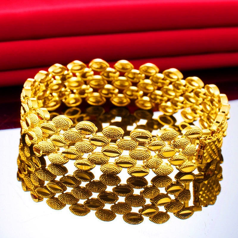 Titanstahl Armband mit Tupfenmuster, 24K Gold vergoldet
