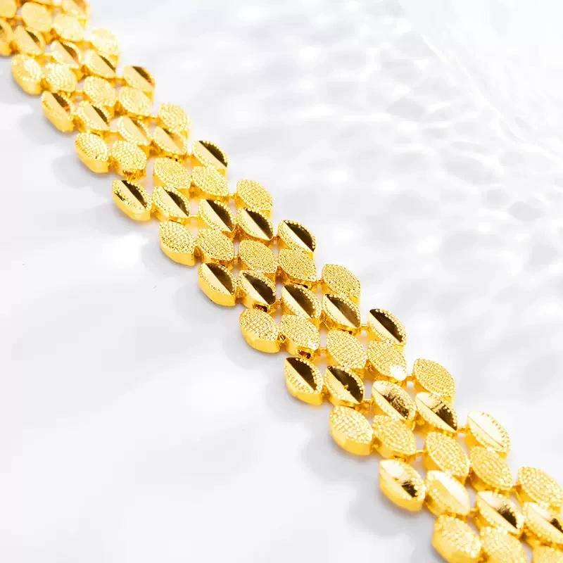 Titanstahl Armband mit Tupfenmuster, 24K Gold vergoldet