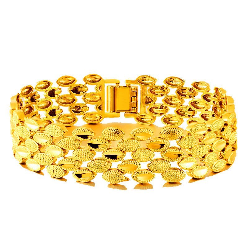 Titanstahl Armband mit Tupfenmuster, 24K Gold vergoldet