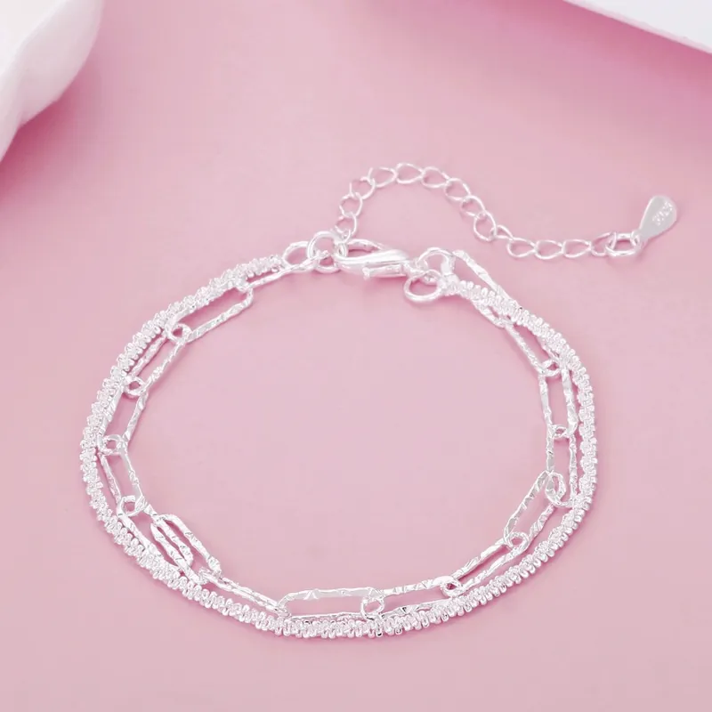 Titanium Steel Sparkling Double Layer Anklet