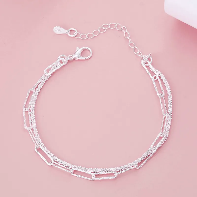 Titanium Steel Sparkling Double Layer Anklet