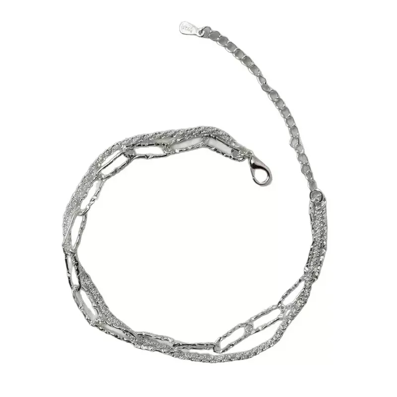 Titanium Steel Sparkling Double Layer Anklet