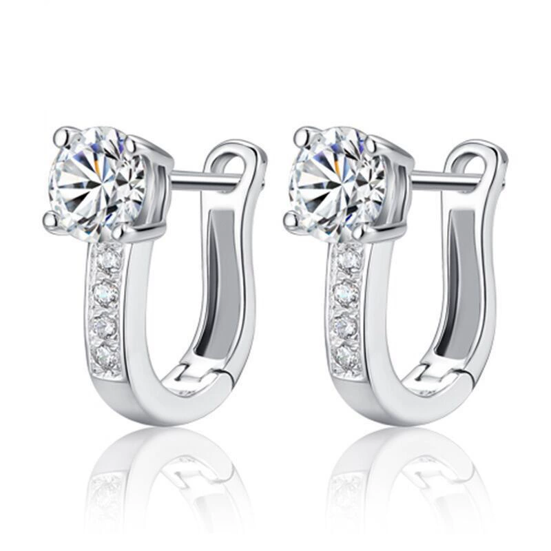 Zircon U-Shape Earrings Minimalist Korean Style