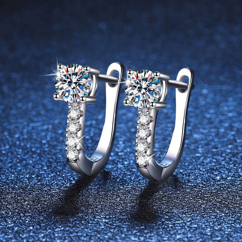 Zircon U-Shape Earrings Minimalist Korean Style