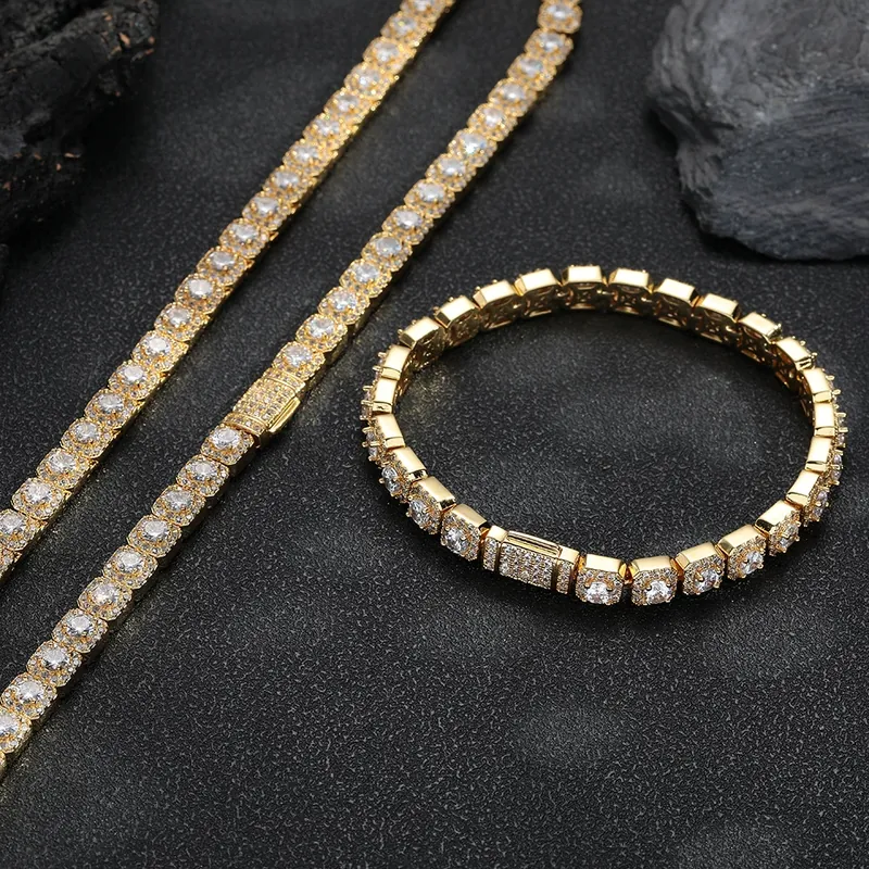 Copper Zircon Ice Chain Necklace