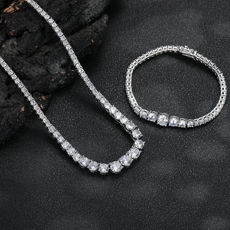 Copper Zircon Gradient Tennis Chain Necklace