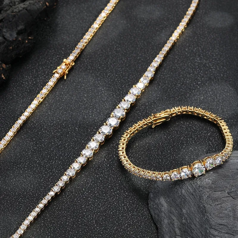 Copper Zircon Gradient Tennis Chain Necklace