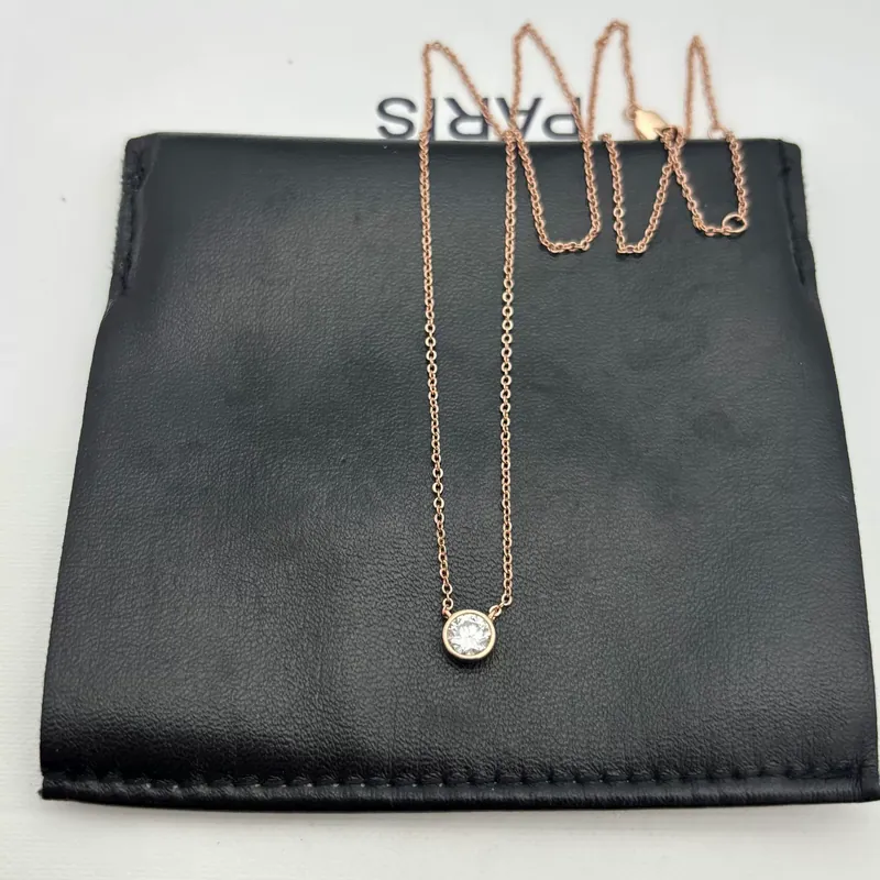 Moissanite Pendant Necklace Rose Gold