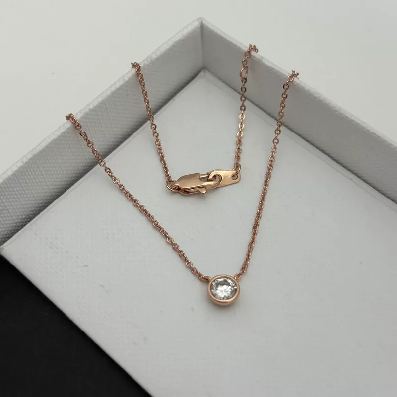 Moissanite Pendant Necklace Rose Gold