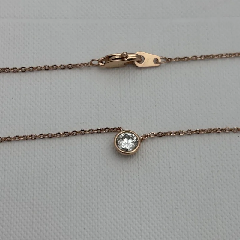 Moissanite Pendant Necklace Rose Gold