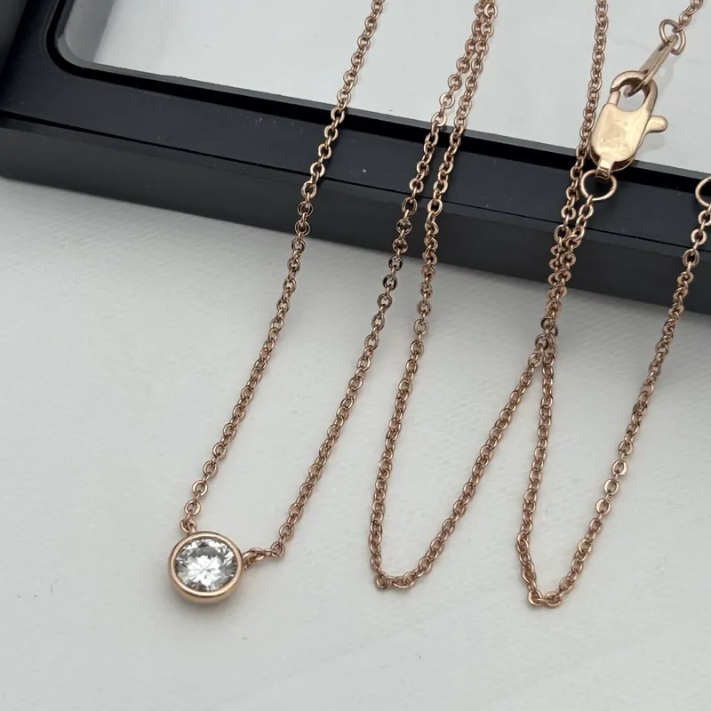 Moissanite Pendant Necklace Rose Gold