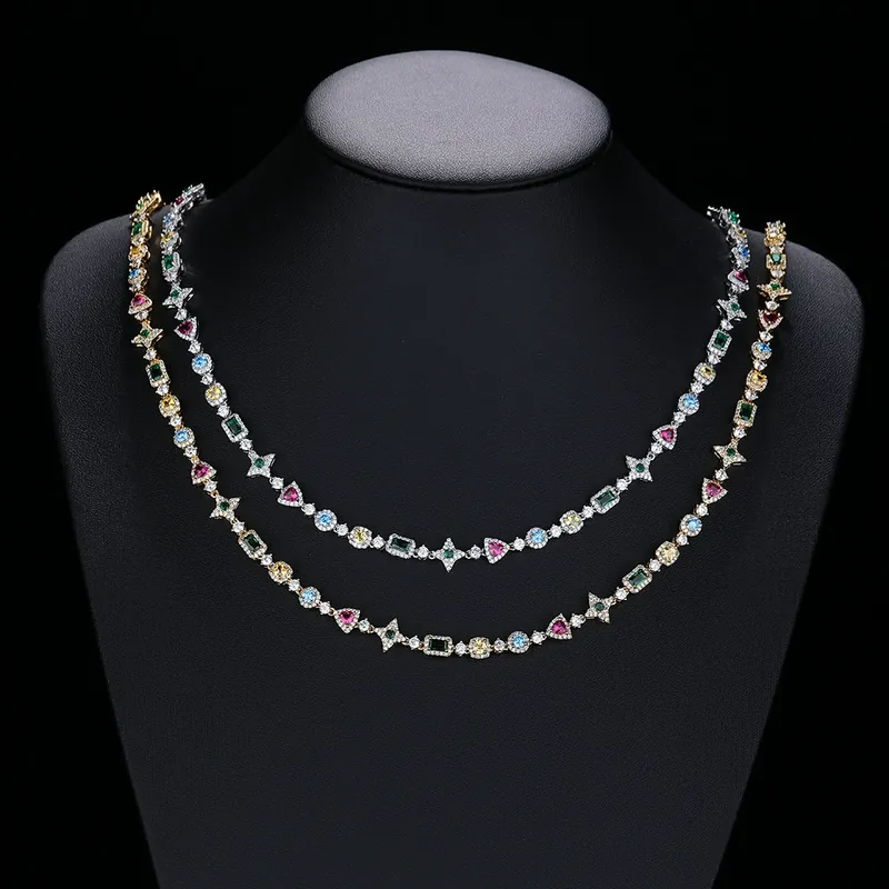 Copper Zircon Geometric Necklace