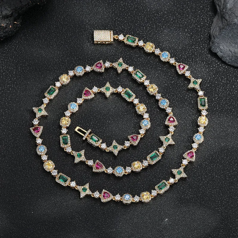 Copper Zircon Geometric Necklace