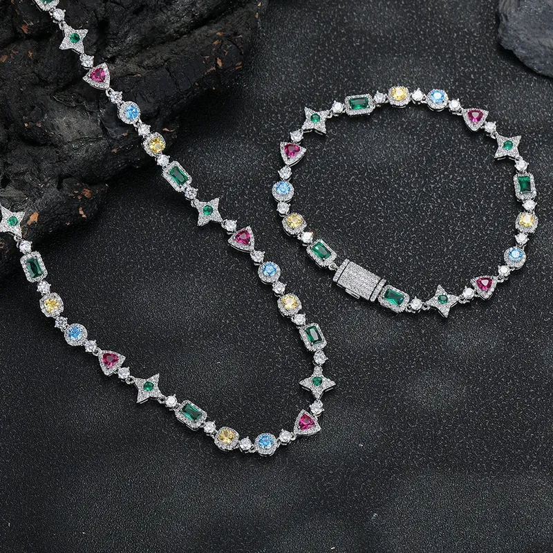 Copper Zircon Geometric Necklace